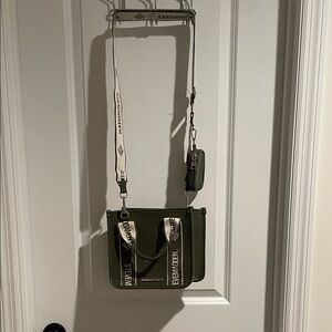 Steve Madden Olive Crossbody Bag with White Strap